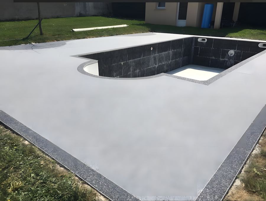 Havuz kenarında stone carpet taş halı uygulaması
